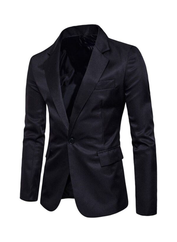 Fashion Corduroy Long Sleeve Blazer Black - Image 3