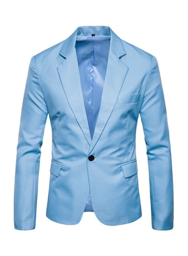 Fashion Corduroy Long Sleeve Blazer Light Blue