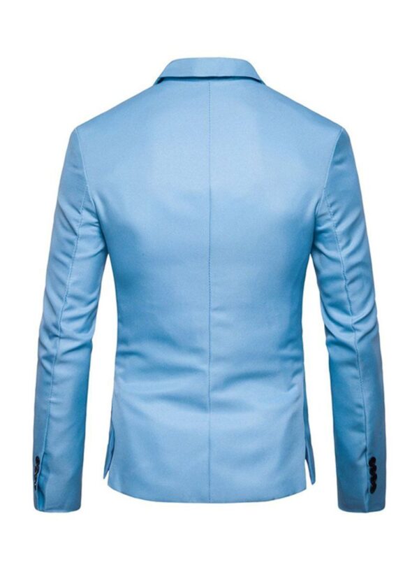 Fashion Corduroy Long Sleeve Blazer Light Blue - Image 2