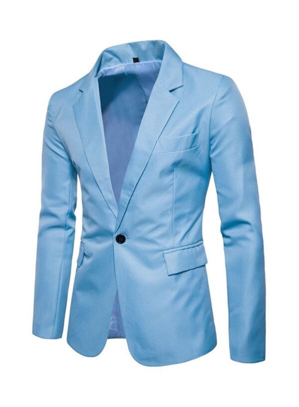 Fashion Corduroy Long Sleeve Blazer Light Blue - Image 3