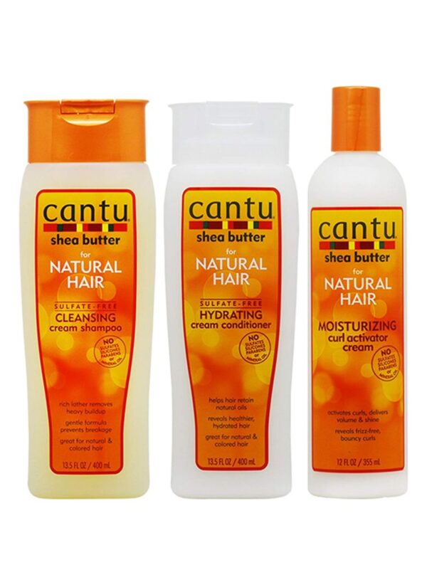 3-Piece Shea Butter Shampoo , Hydrating Conditioner And Curl Activator Cream Set (400ml + 400ml + 355ml)