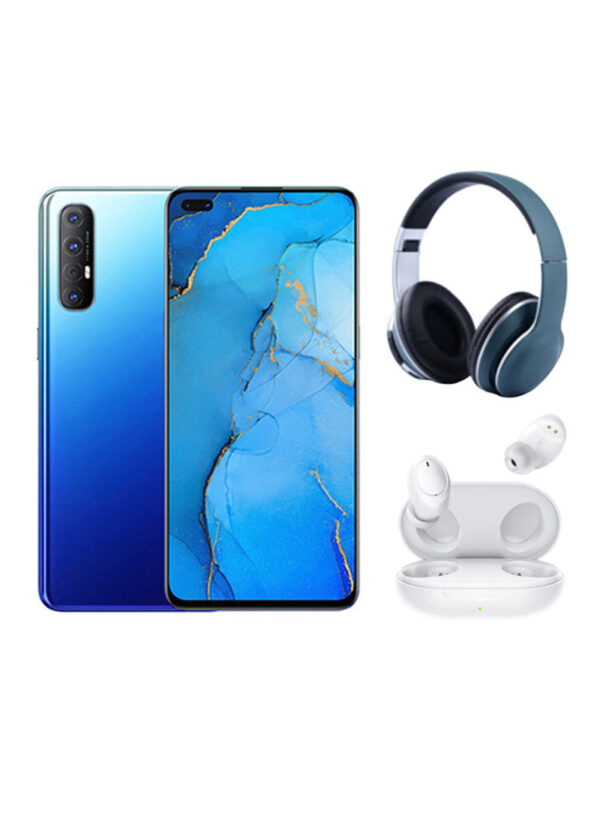 Reno 3 Pro Dual SIM Auroral Blue 256GB 8GB RAM 4G LTE With TH-17 And Enco W11 Wireless Earbuds