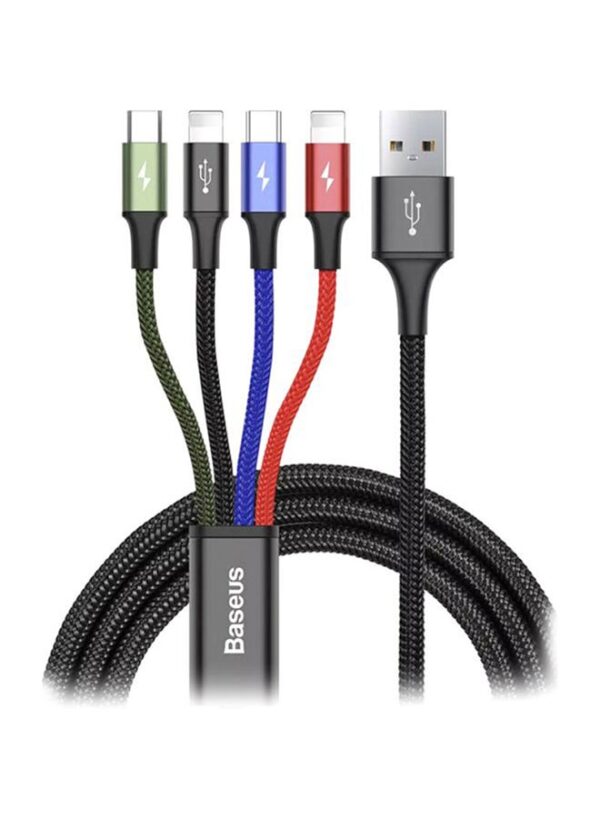 4-in-1 Rapid Series Fast Charging Cable for iPhone x 2 + Type-C + Micro USB Data Sync Charging Cable for Samsung s9 s8 Plus Note 9 8 3.5A 1.2M Multicolour