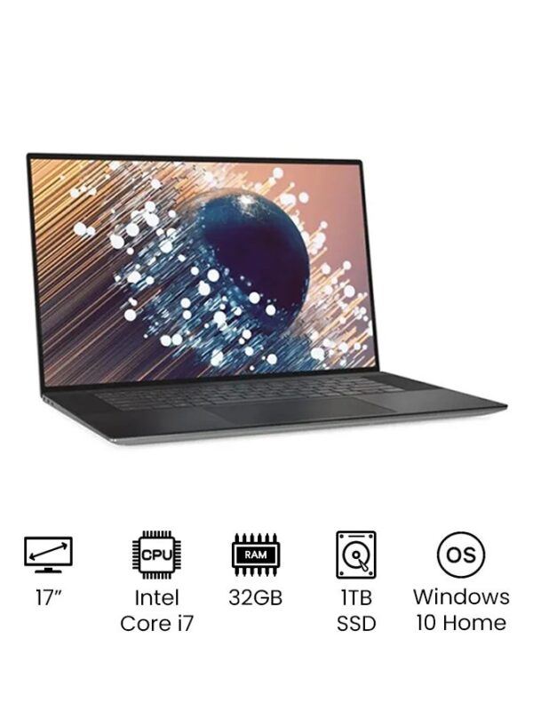 DELL XPS 15 9500 Notebook With 17-Inch Touchscreen UHD Display, 10th Gen Core i7 Processor/32GB RAM/1TB SSD/6GB Nvidia GeForce RTX2060 Graphics/Windows 10 Home /International Version English Silver